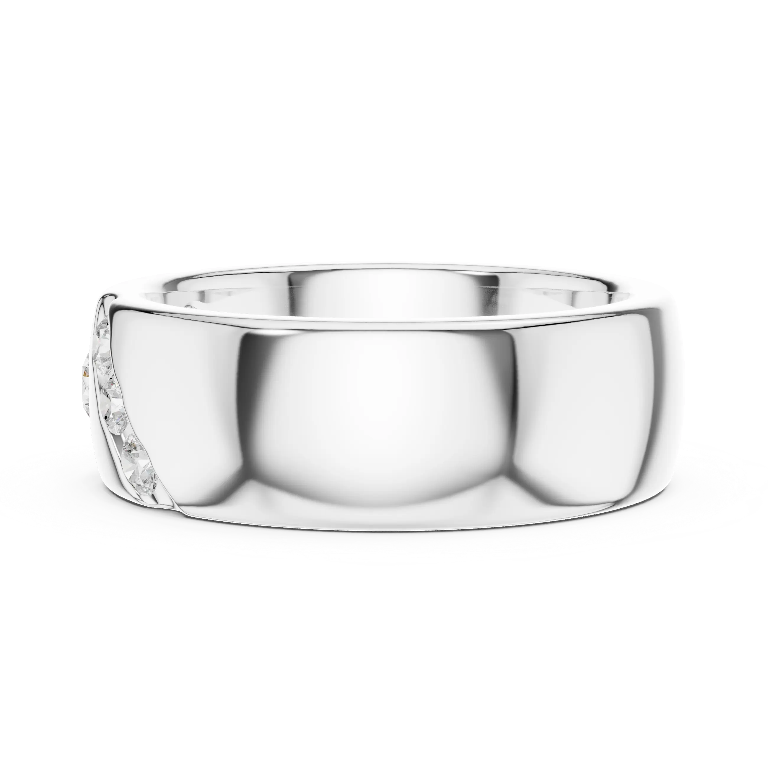 18K White Gold Moissanite Flush-Set Diamond Men's Band