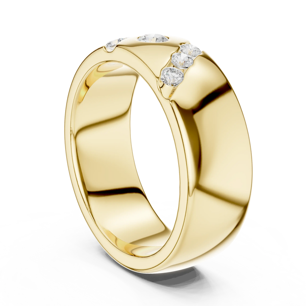 18K White Gold Moissanite Flush-Set Diamond Men's Band