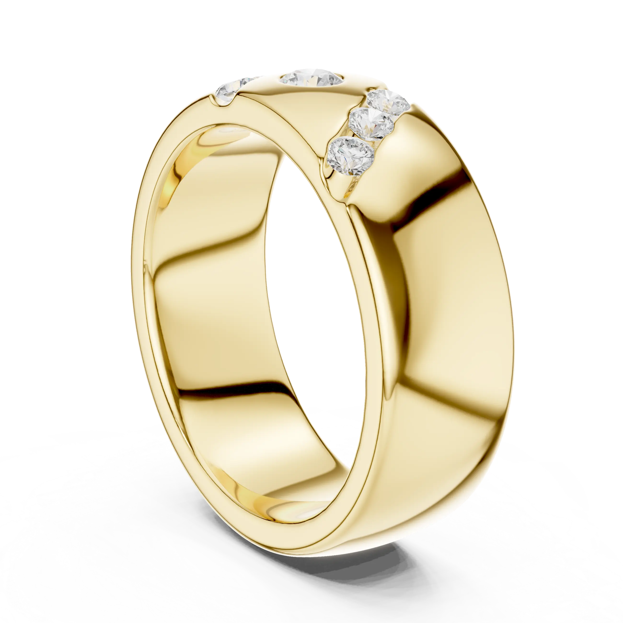 18K White Gold Moissanite Flush-Set Diamond Men's Band