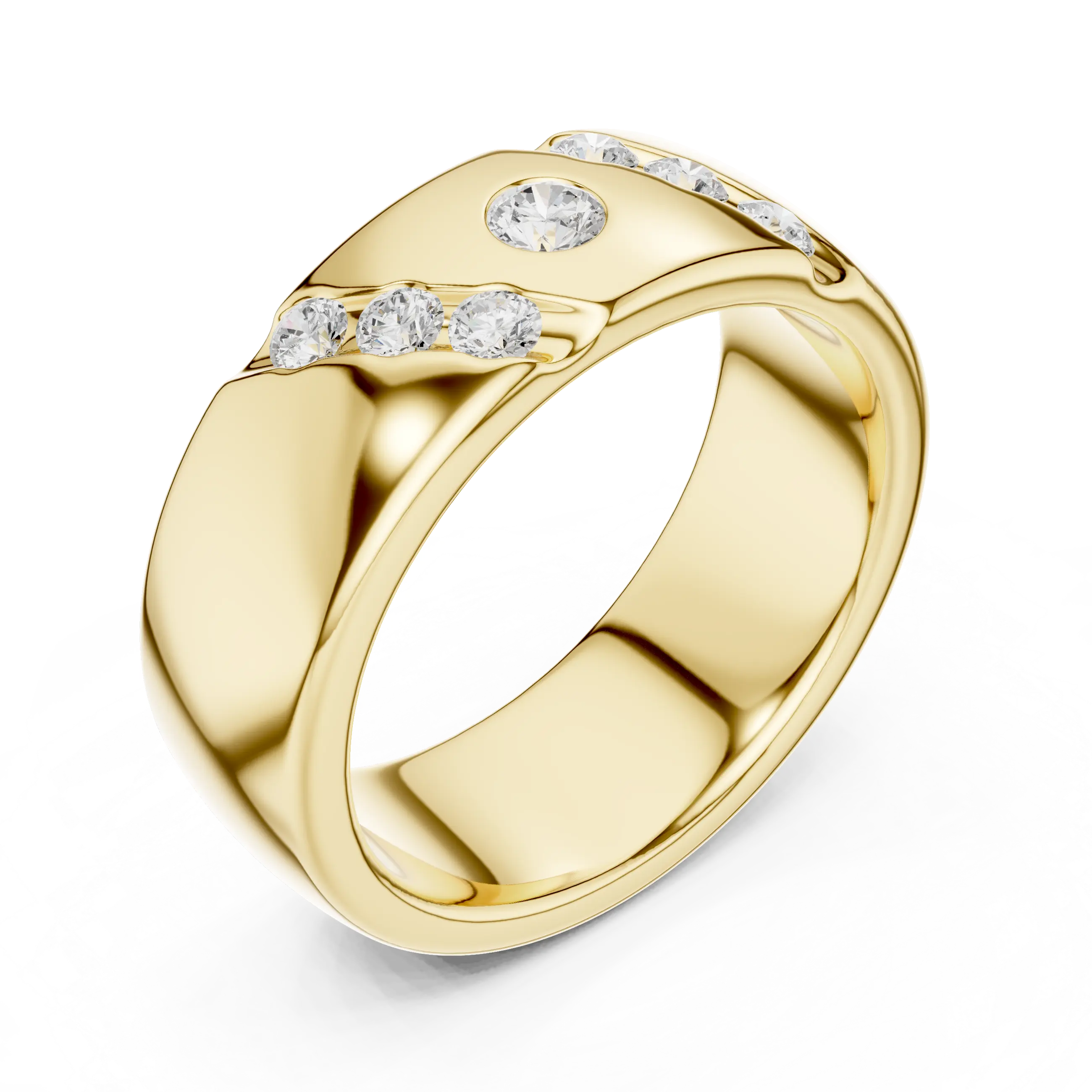 18K White Gold Moissanite Flush-Set Diamond Men's Band