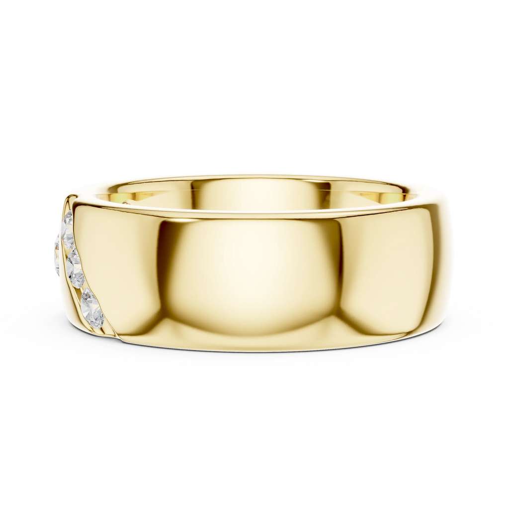 18K White Gold Moissanite Flush-Set Diamond Men's Band