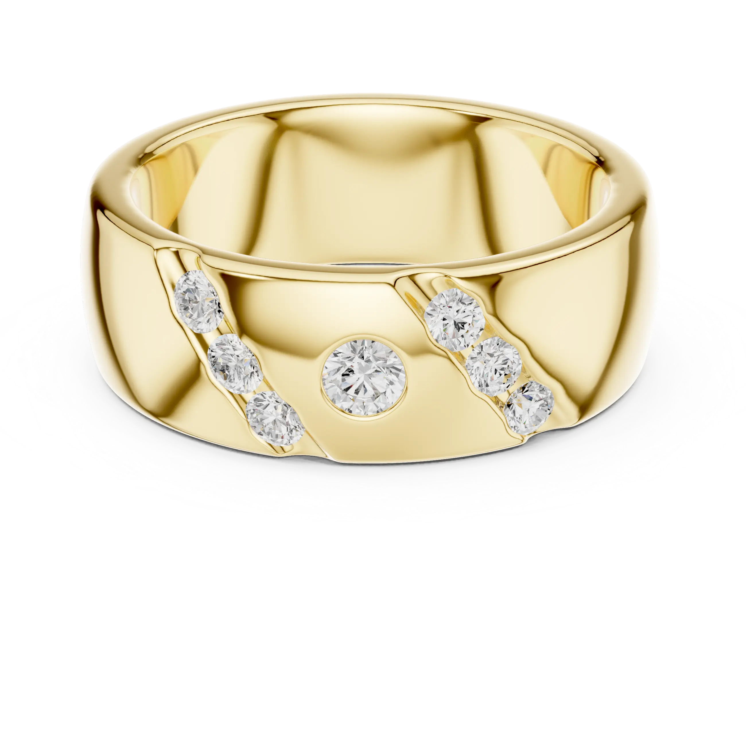 18K White Gold Moissanite Flush-Set Diamond Men's Band