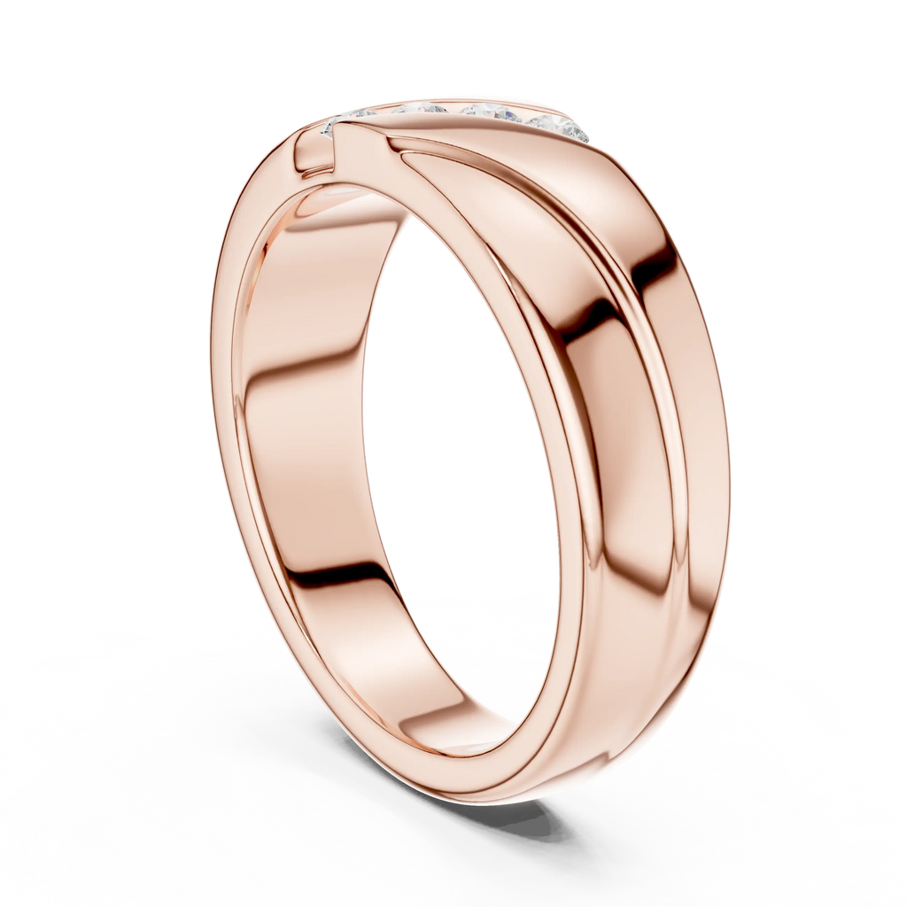 14K Rose Gold Diagonal Four-Stone Diamond Men's Ring