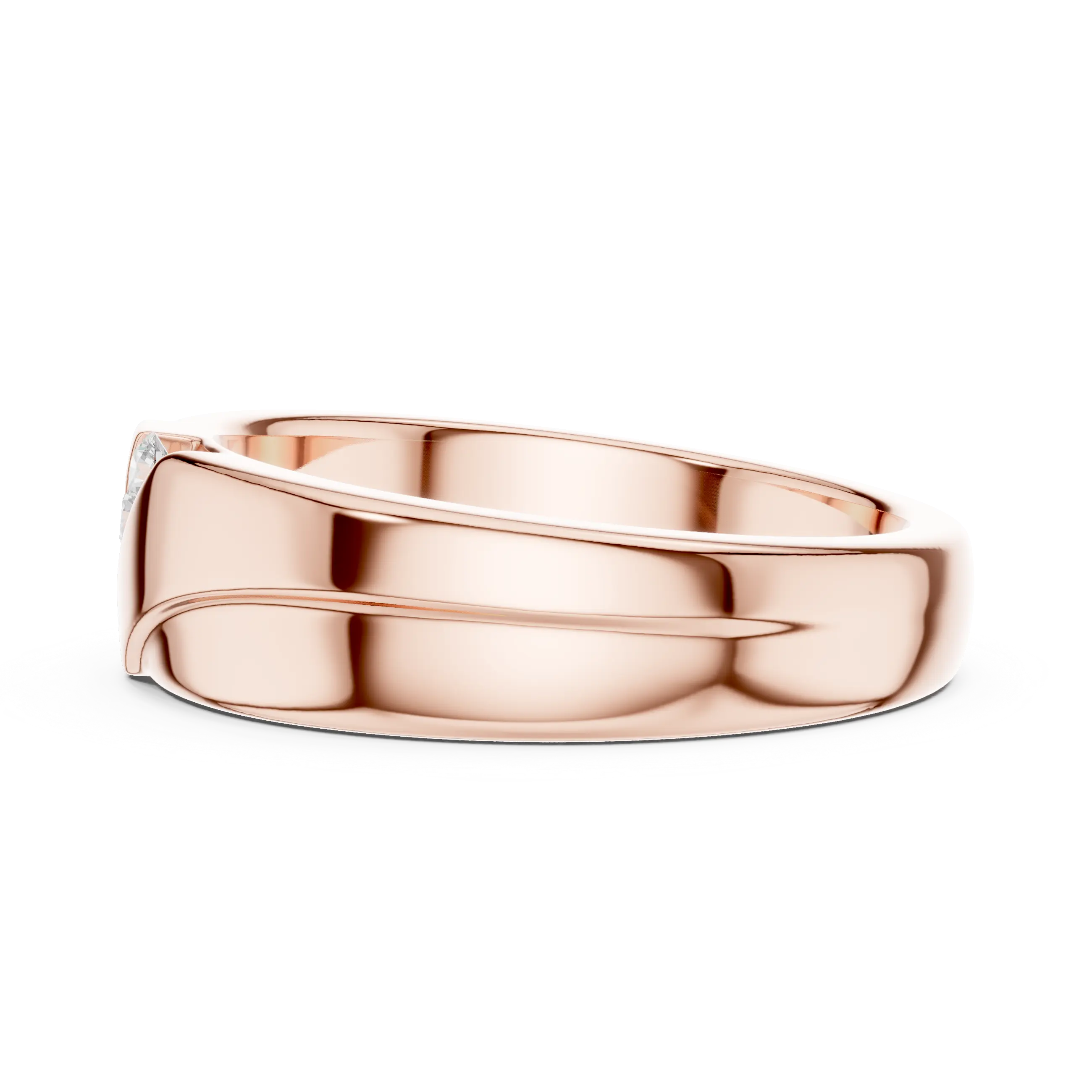 14K Rose Gold Diagonal Four-Stone Diamond Men's Ring