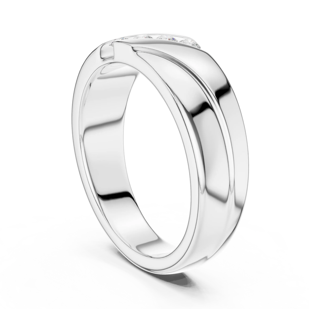 14K Rose Gold Diagonal Four-Stone Diamond Men's Ring