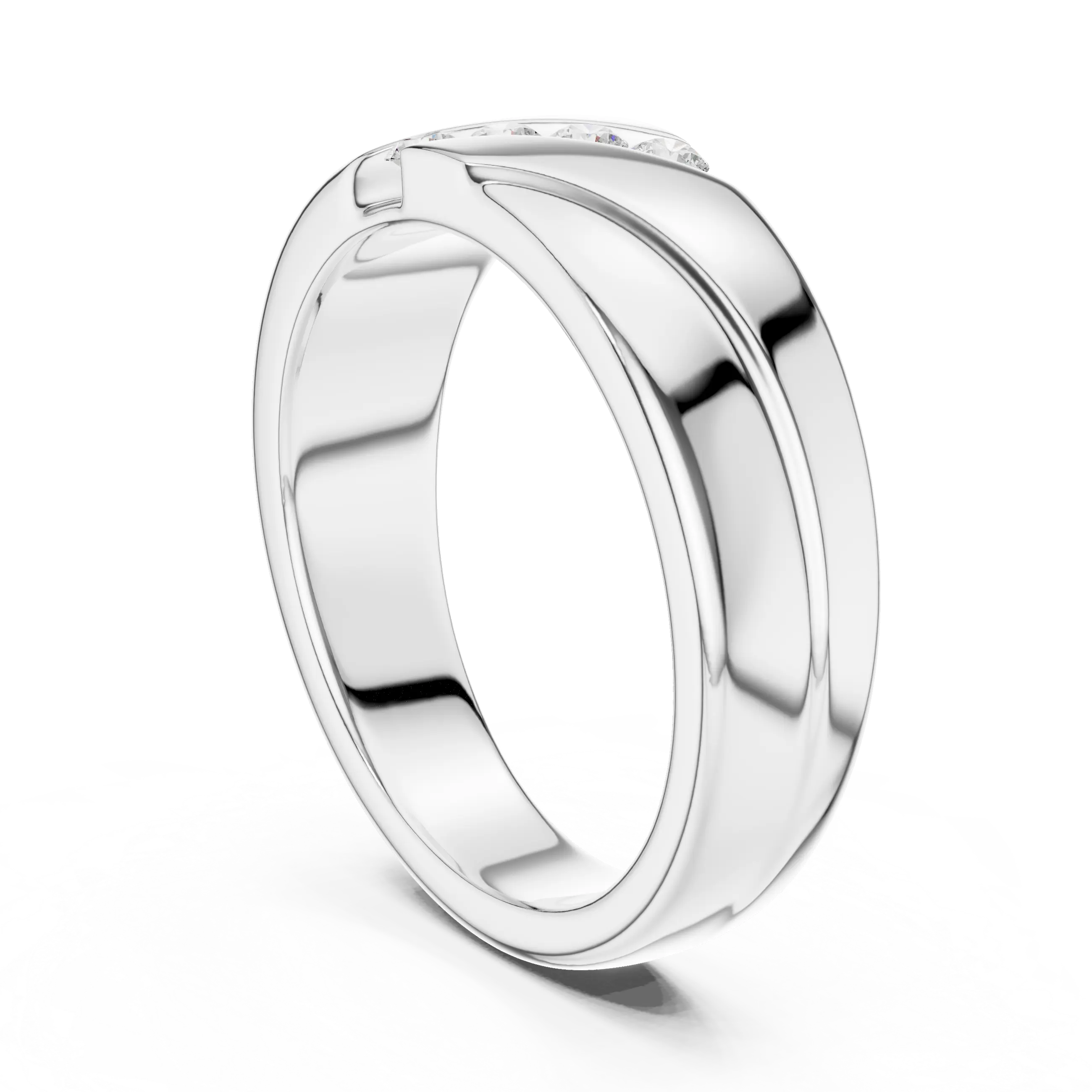 14K Rose Gold Diagonal Four-Stone Diamond Men's Ring