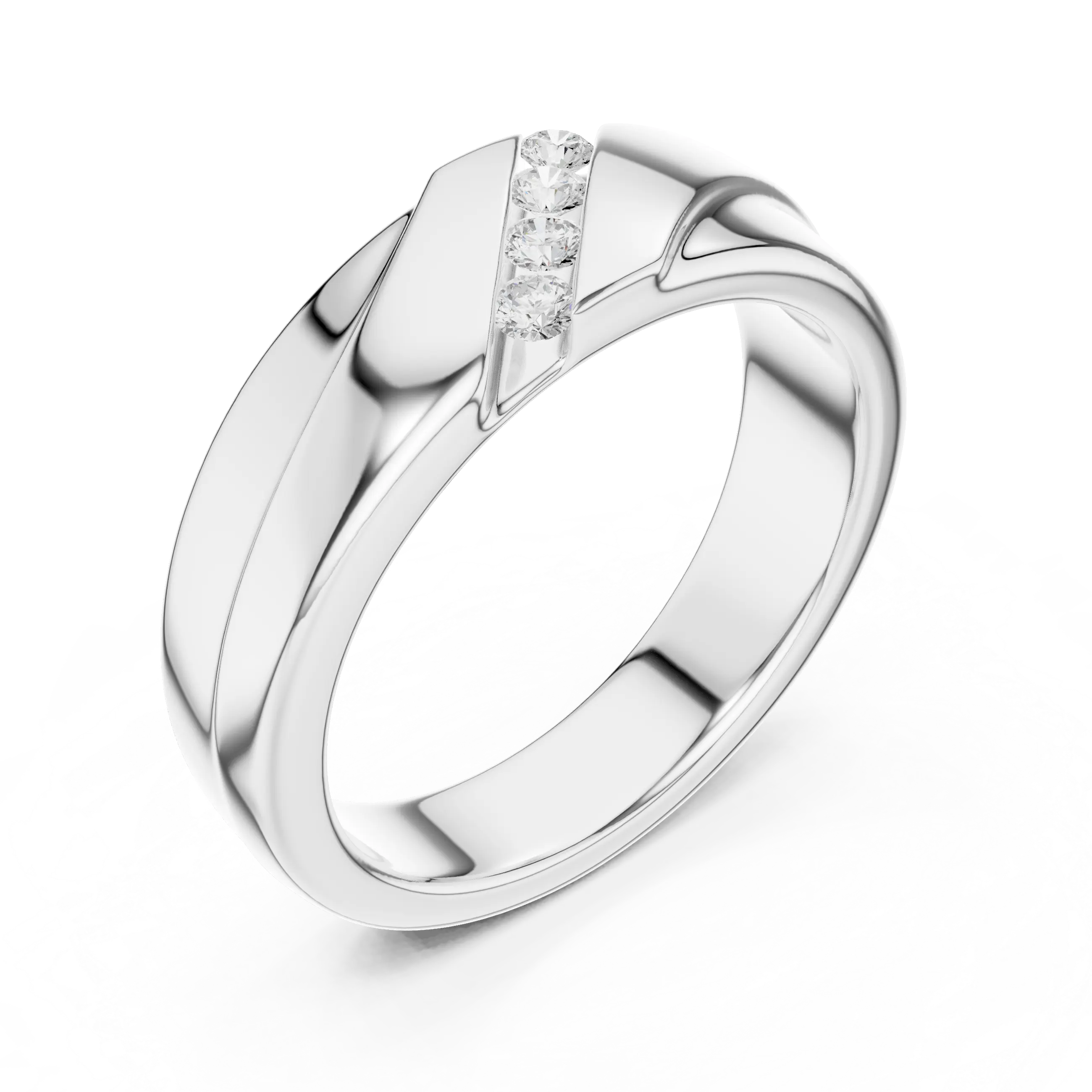14K Rose Gold Diagonal Four-Stone Diamond Men's Ring