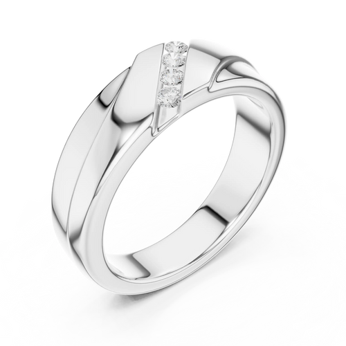 14K Rose Gold Diagonal Four-Stone Diamond Men's Ring