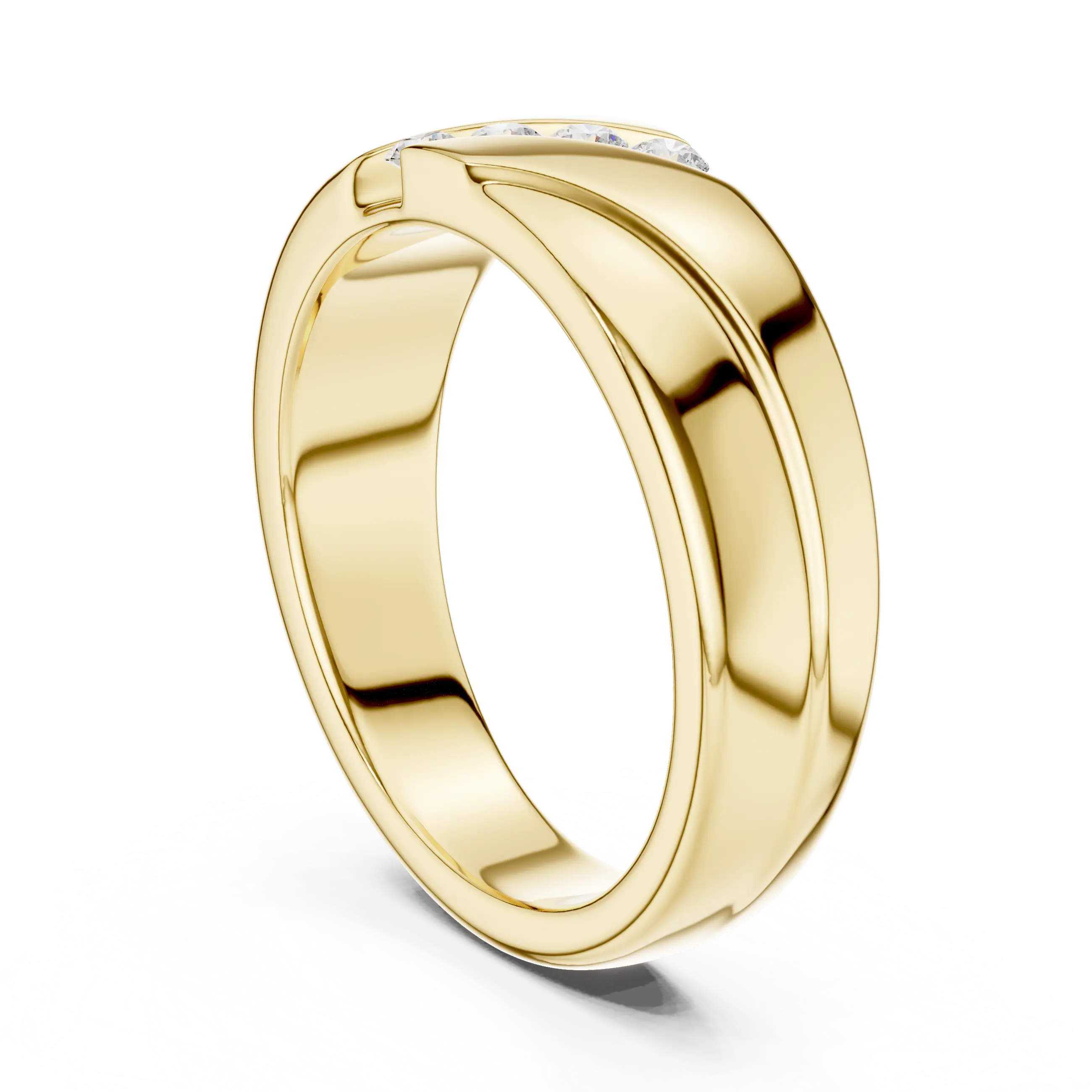 14K Rose Gold Diagonal Four-Stone Diamond Men's Ring