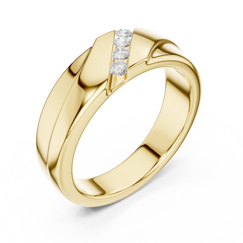 14K Rose Gold Diagonal Four-Stone Diamond Men's Ring