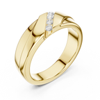 14K Rose Gold Diagonal Four-Stone Diamond Men's Ring