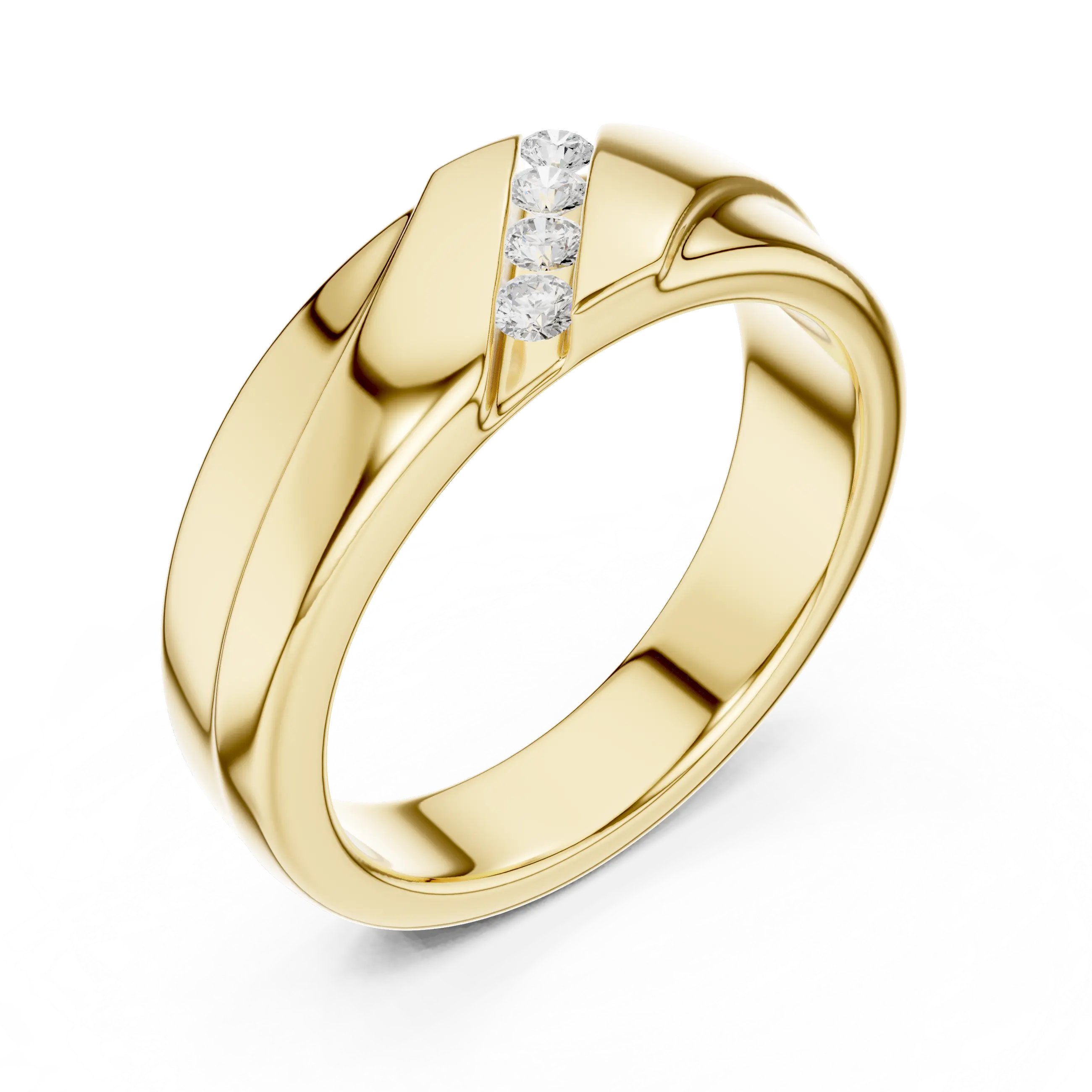 14K Rose Gold Diagonal Four-Stone Diamond Men's Ring
