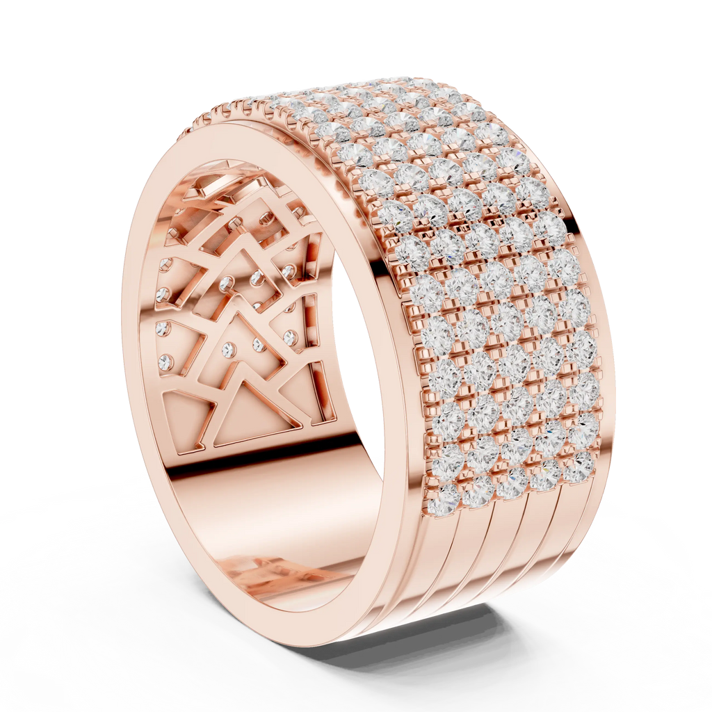 10K White Gold Lab Grown Diamond Five-Row Pavé Diamond Statement Band
