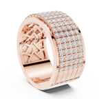 10K White Gold Lab Grown Diamond Five-Row Pavé Diamond Statement Band