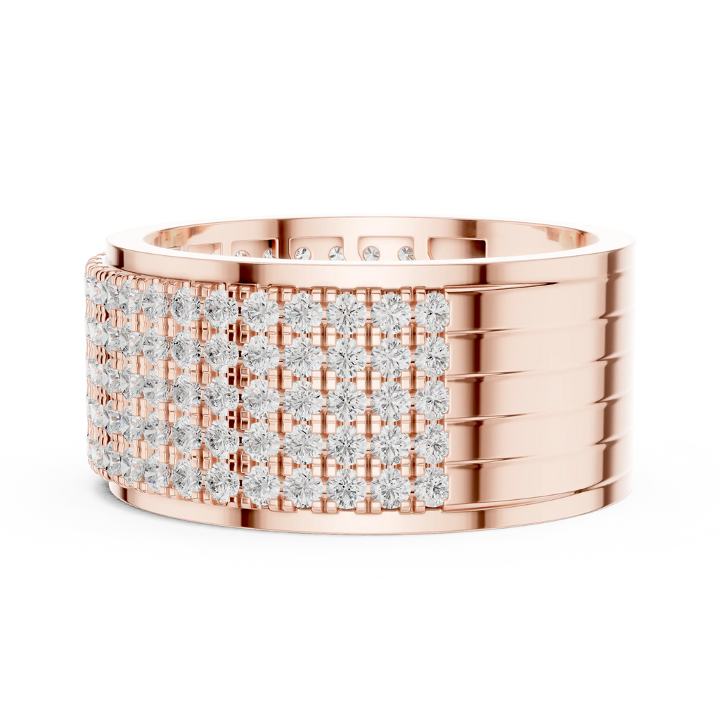 10K White Gold Lab Grown Diamond Five-Row Pavé Diamond Statement Band