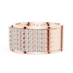 10K White Gold Lab Grown Diamond Five-Row Pavé Diamond Statement Band