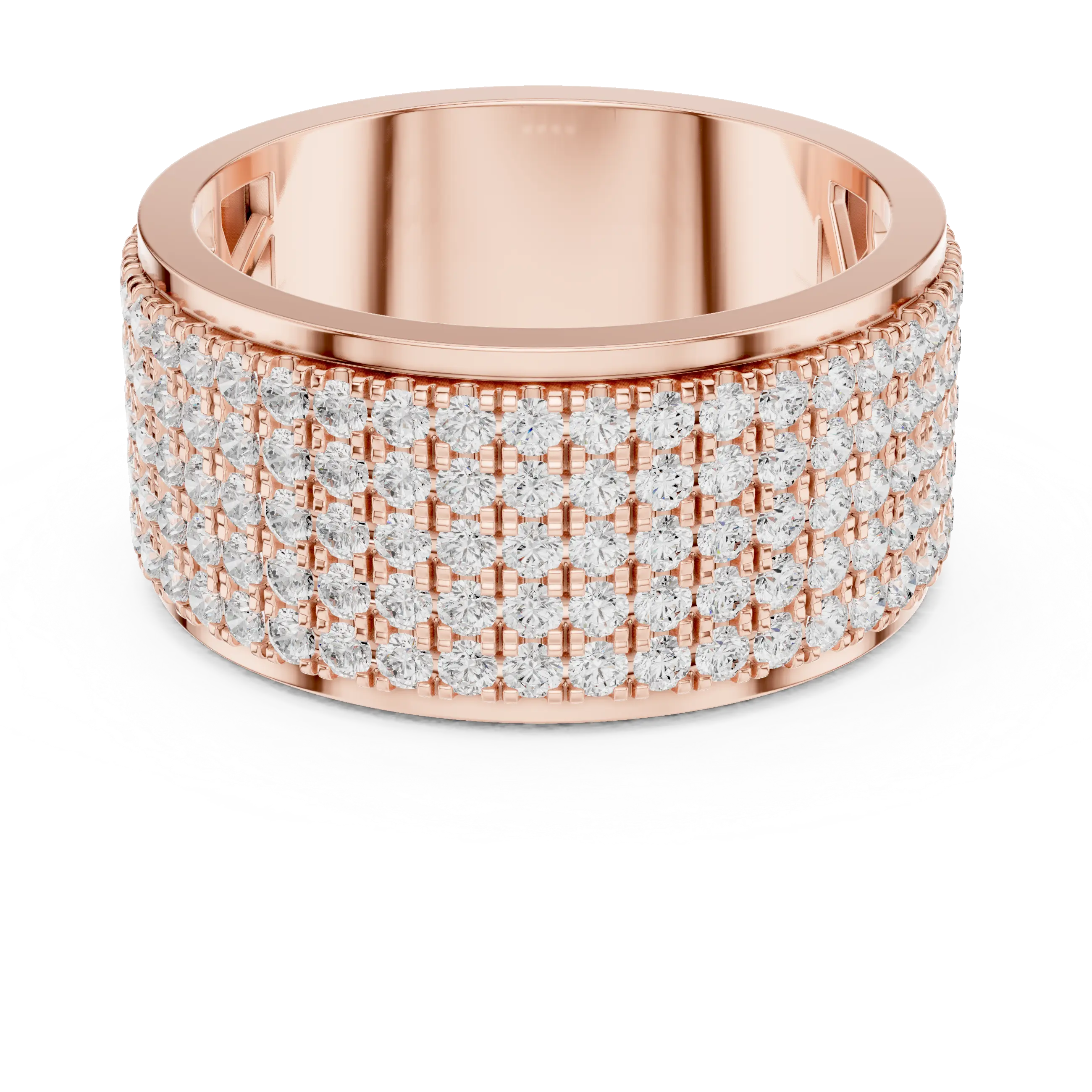 10K White Gold Lab Grown Diamond Five-Row Pavé Diamond Statement Band