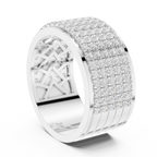 10K White Gold Lab Grown Diamond Five-Row Pavé Diamond Statement Band