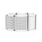 10K White Gold Lab Grown Diamond Five-Row Pavé Diamond Statement Band