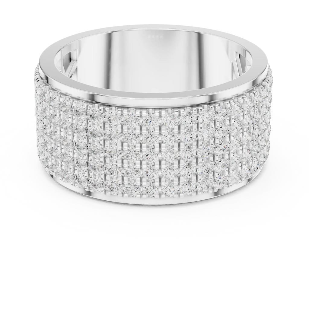 10K White Gold Lab Grown Diamond Five-Row Pavé Diamond Statement Band