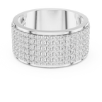 10K White Gold Lab Grown Diamond Five-Row Pavé Diamond Statement Band