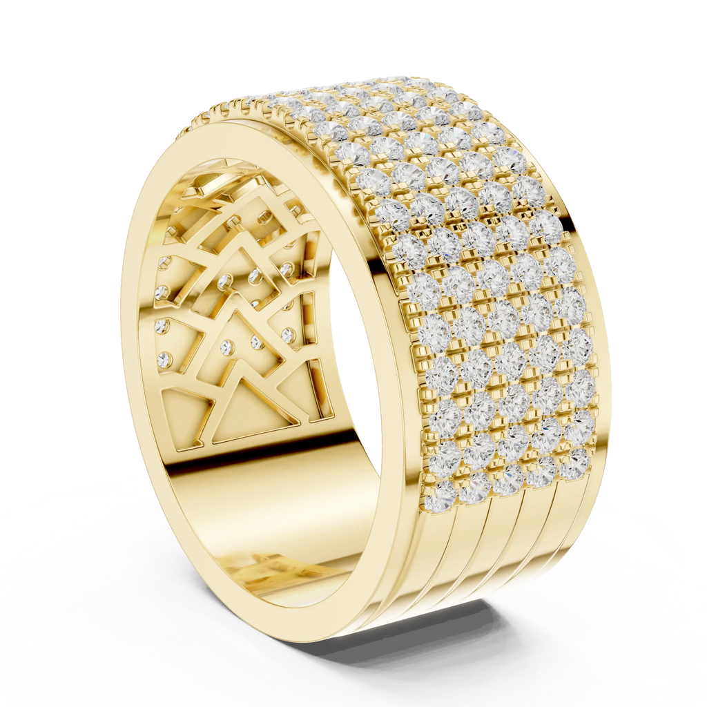 10K White Gold Lab Grown Diamond Five-Row Pavé Diamond Statement Band