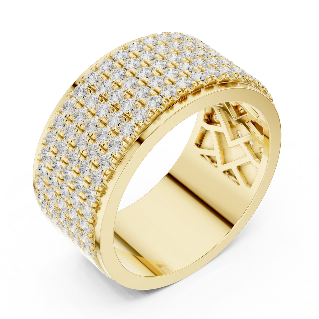 10K White Gold Lab Grown Diamond Five-Row Pavé Diamond Statement Band