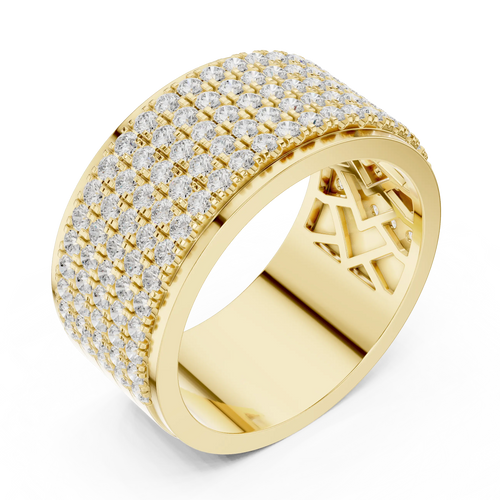 10K White Gold Lab Grown Diamond Five-Row Pavé Diamond Statement Band