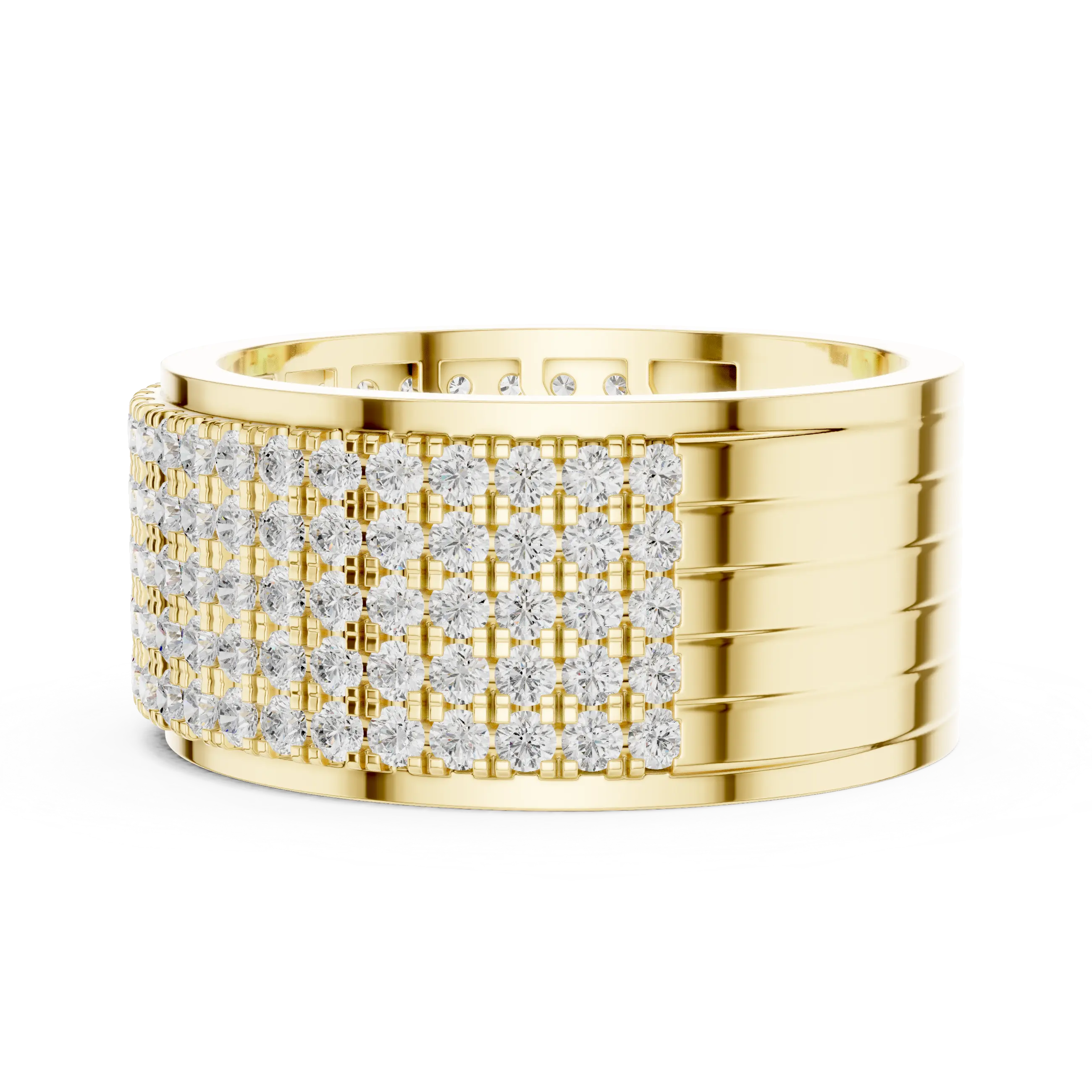 10K White Gold Lab Grown Diamond Five-Row Pavé Diamond Statement Band