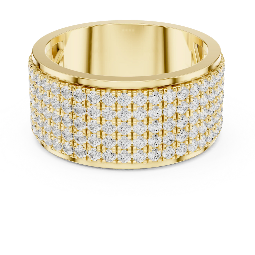 10K White Gold Lab Grown Diamond Five-Row Pavé Diamond Statement Band
