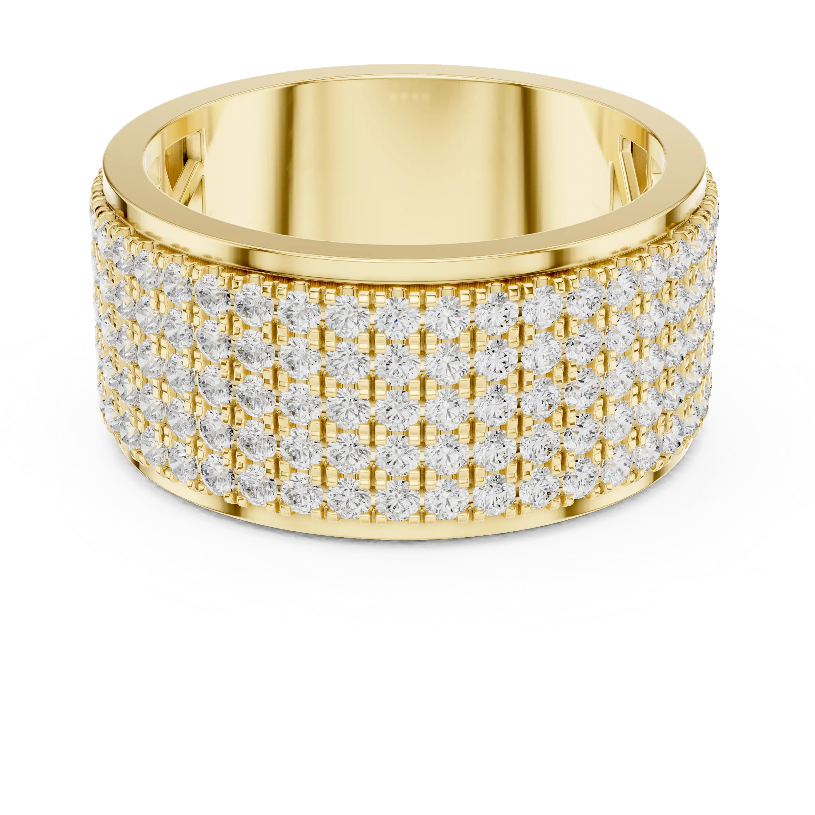 10K White Gold Lab Grown Diamond Five-Row Pavé Diamond Statement Band