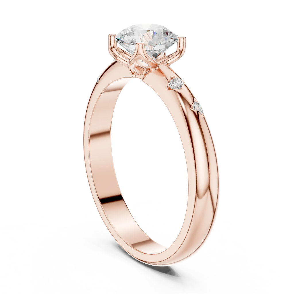 14K Yellow Gold Round Diamond Engagement Ring