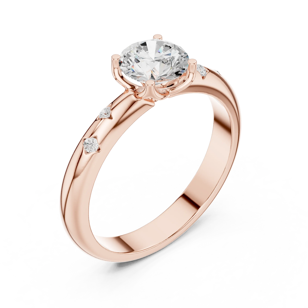14K Yellow Gold Round Diamond Engagement Ring