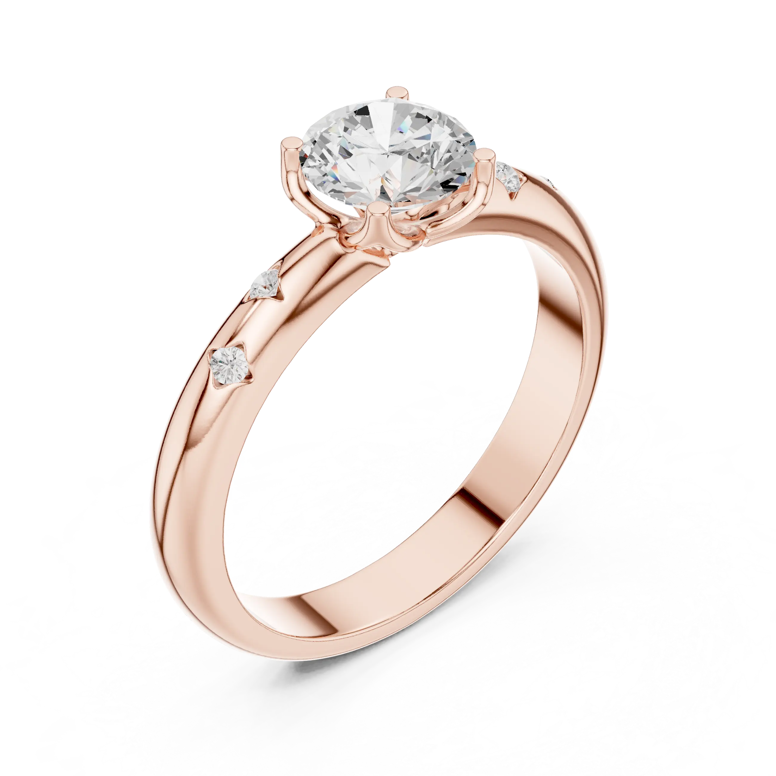 14K Yellow Gold Round Diamond Engagement Ring