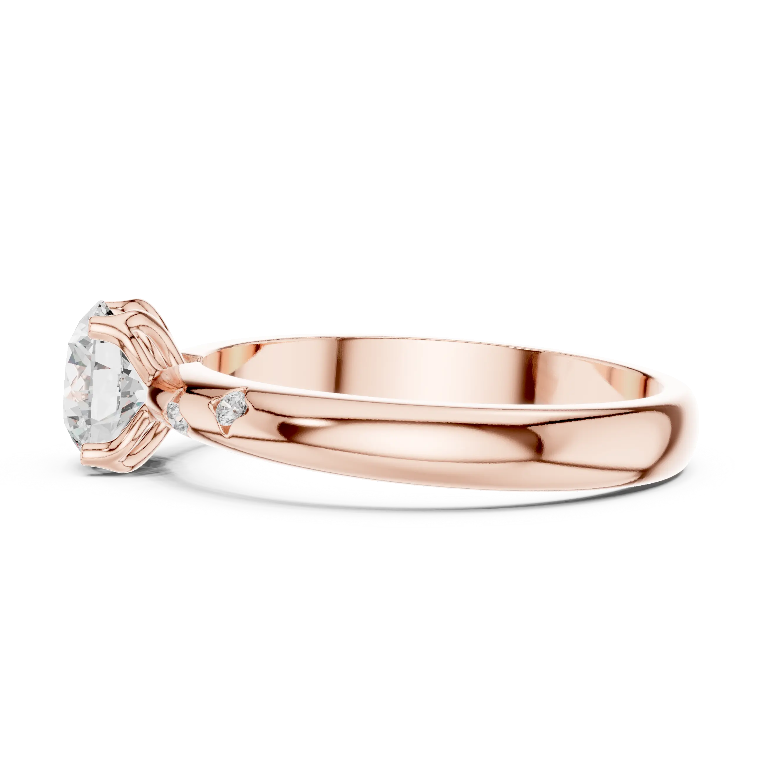 14K Yellow Gold Round Diamond Engagement Ring