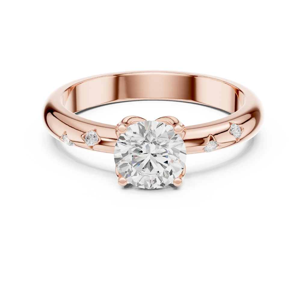 14K Yellow Gold Round Diamond Engagement Ring