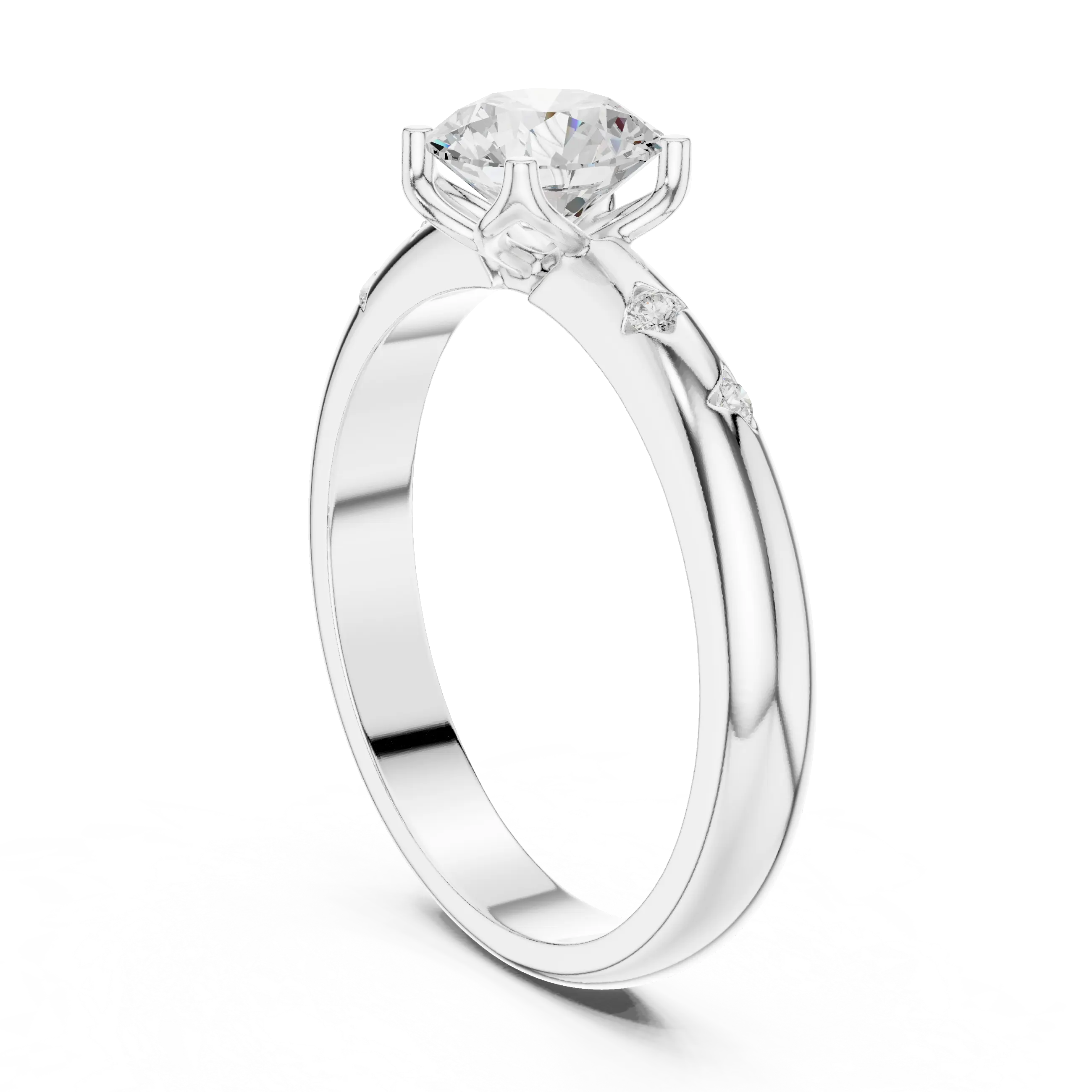 14K Yellow Gold Round Diamond Engagement Ring