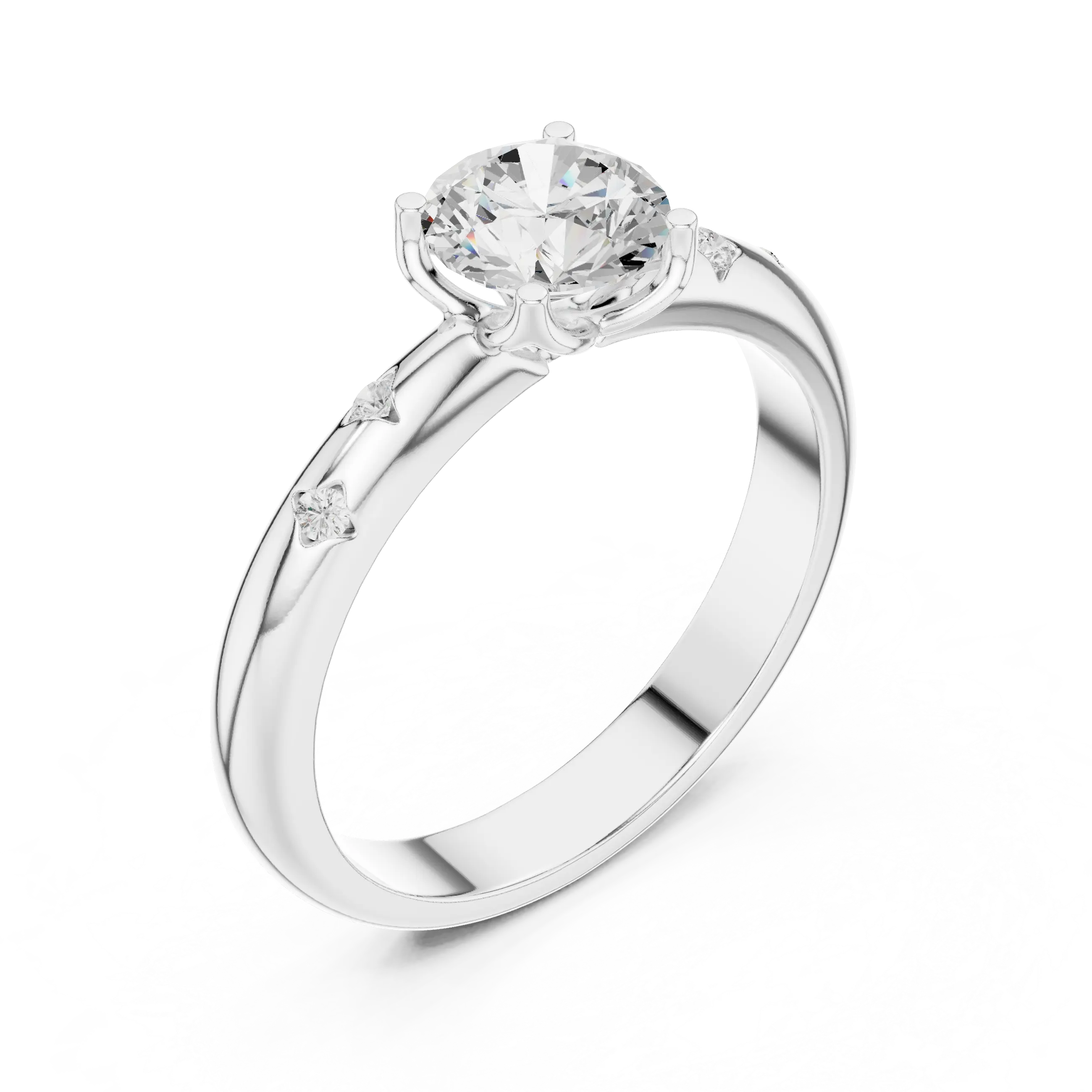 14K Yellow Gold Round Diamond Engagement Ring