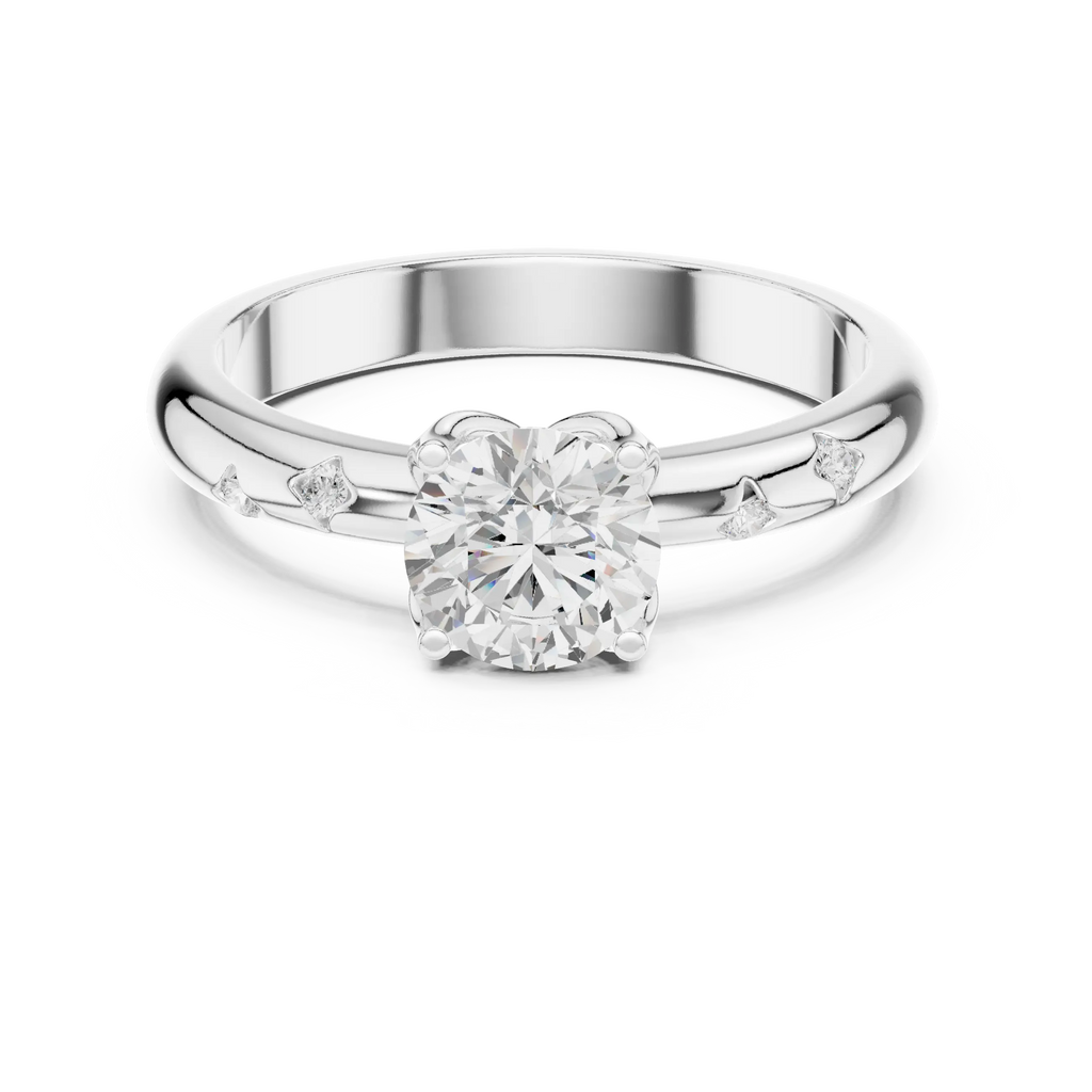 14K Yellow Gold Round Diamond Engagement Ring