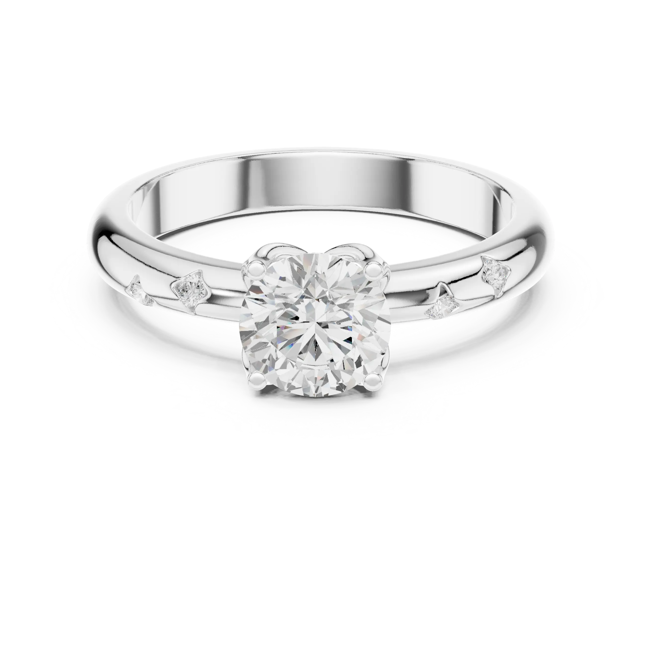 14K Yellow Gold Round Diamond Engagement Ring