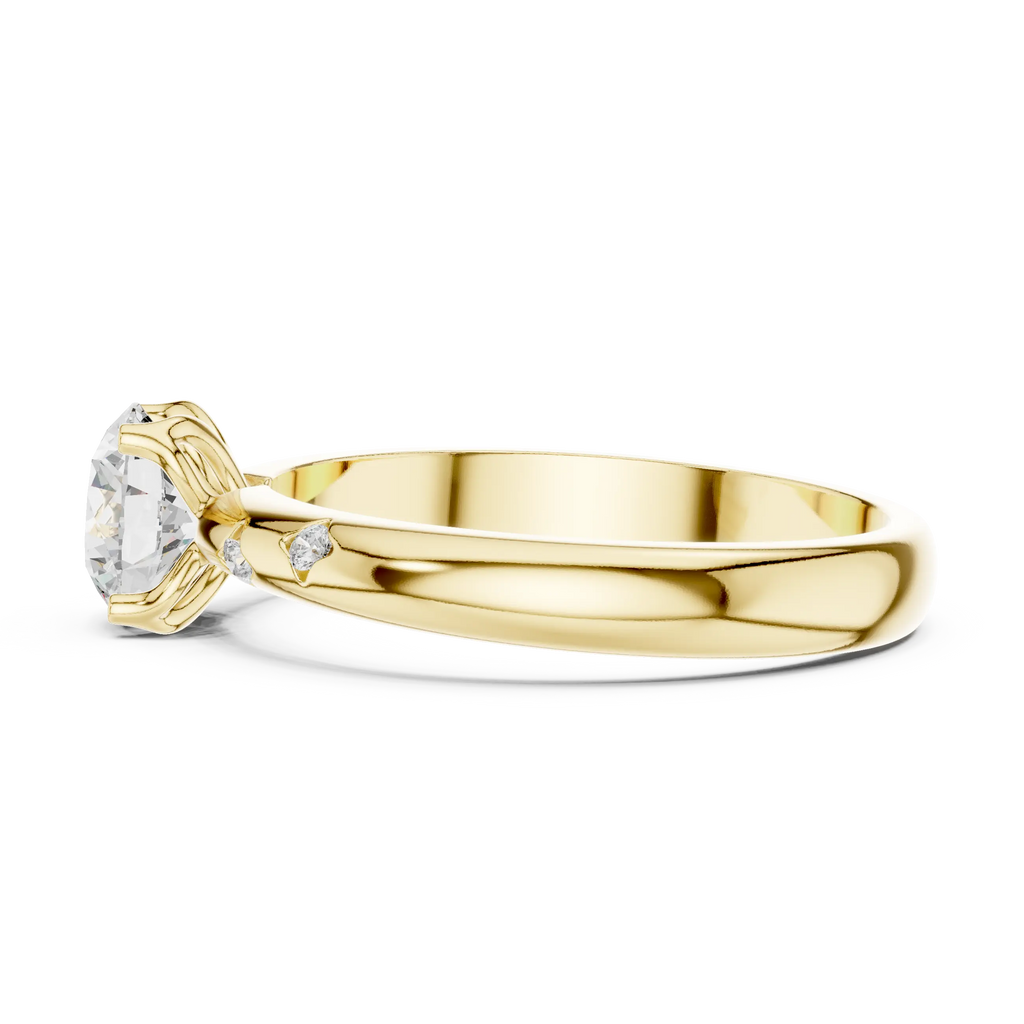 14K Yellow Gold Round Diamond Engagement Ring