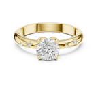 14K Yellow Gold Round Diamond Engagement Ring