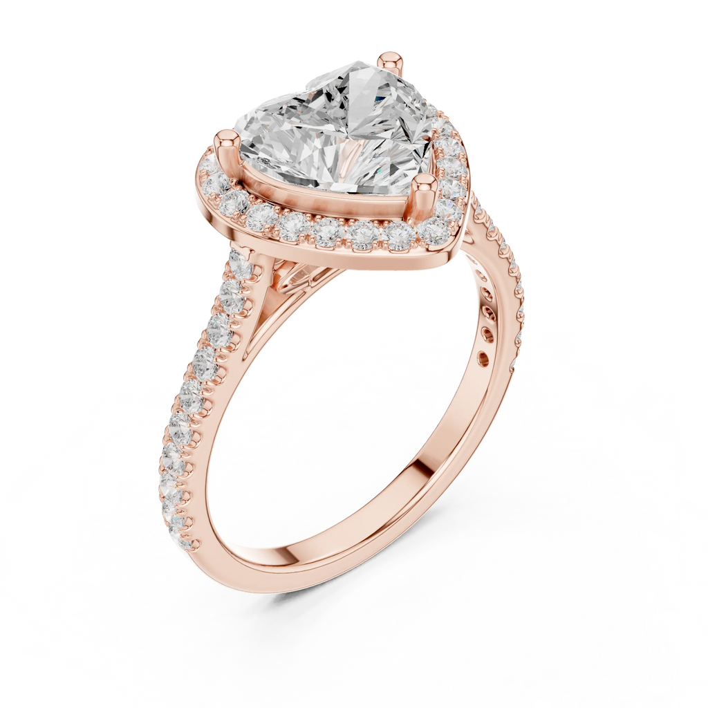 18K White Gold Heart-Shaped Moissanite Diamond Halo Engagement Ring