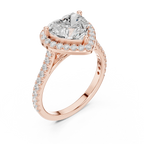 18K White Gold Heart-Shaped Moissanite Diamond Halo Engagement Ring