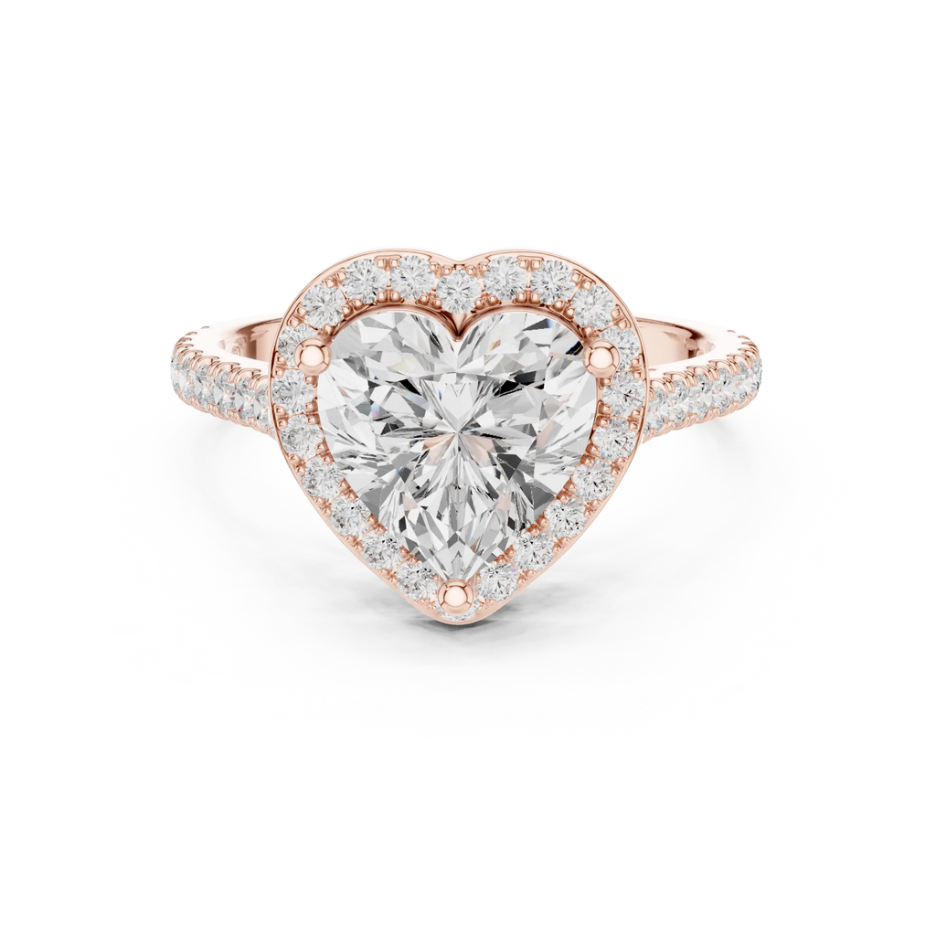 18K White Gold Heart-Shaped Moissanite Diamond Halo Engagement Ring