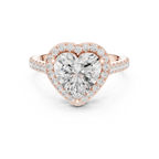 18K White Gold Heart-Shaped Moissanite Diamond Halo Engagement Ring