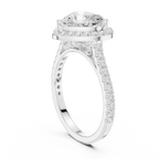 18K White Gold Heart-Shaped Moissanite Diamond Halo Engagement Ring