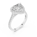 18K White Gold Heart-Shaped Moissanite Diamond Halo Engagement Ring