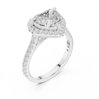 18K White Gold Heart-Shaped Moissanite Diamond Halo Engagement Ring