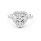 18K White Gold Heart-Shaped Moissanite Diamond Halo Engagement Ring